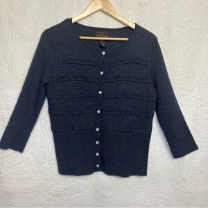 Preppy Fenn Wright Manson Navy Button-Up Cardigan Wool Blend - L